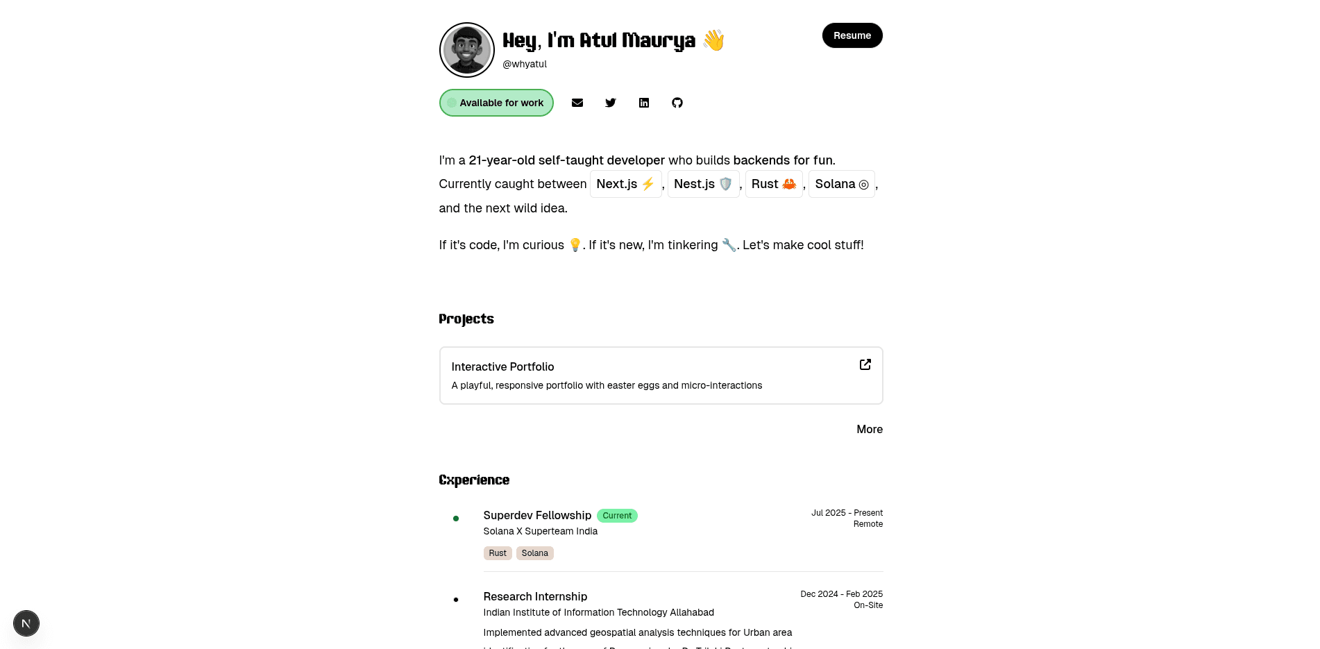 Interactive Portfolio preview